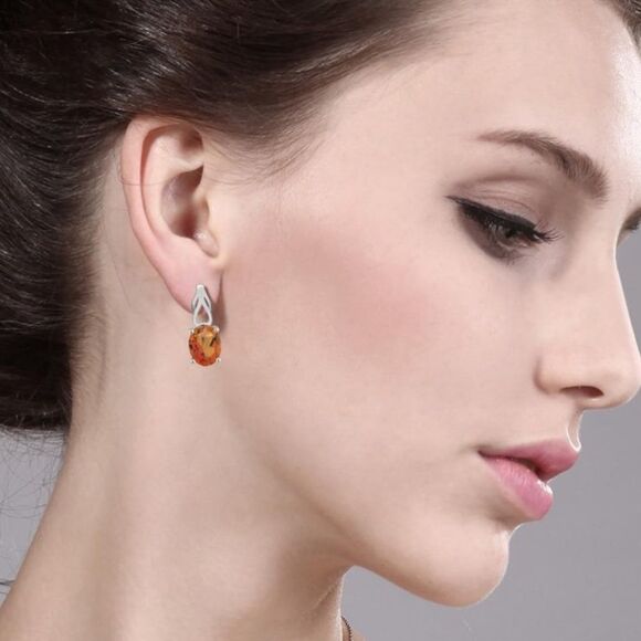 925 Sterling Silver with 3.60 Cttw Twilight Mystic Quartz Oval Post Earrings - Picture 3 of 4